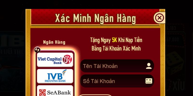 Cổng game yêu cầu khách hàng cung cấp STK và một số thông tin khác