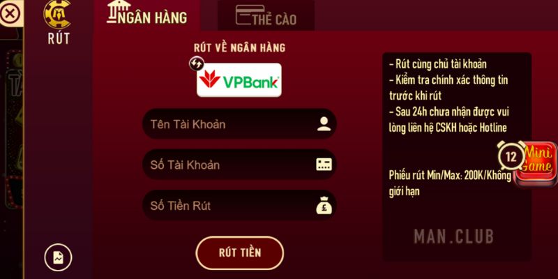 Hội viên cần sử dụng phương thức nạp - rút chính thức