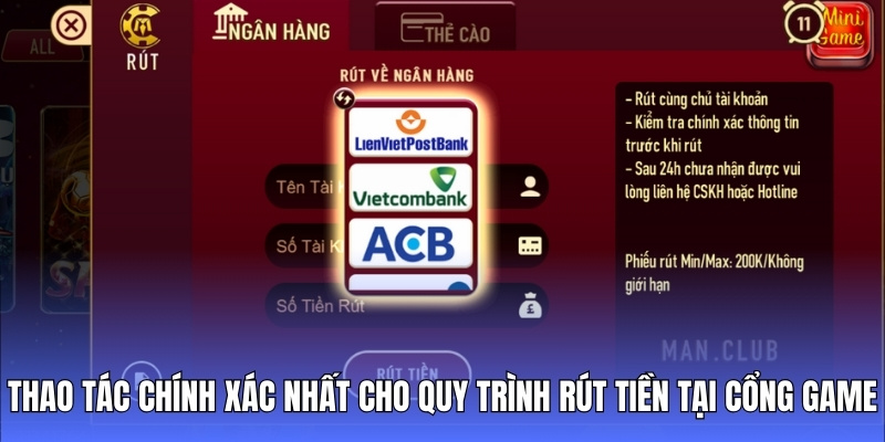 Thao tác chính xác nhất cho quy trình rút tiền tại cổng game