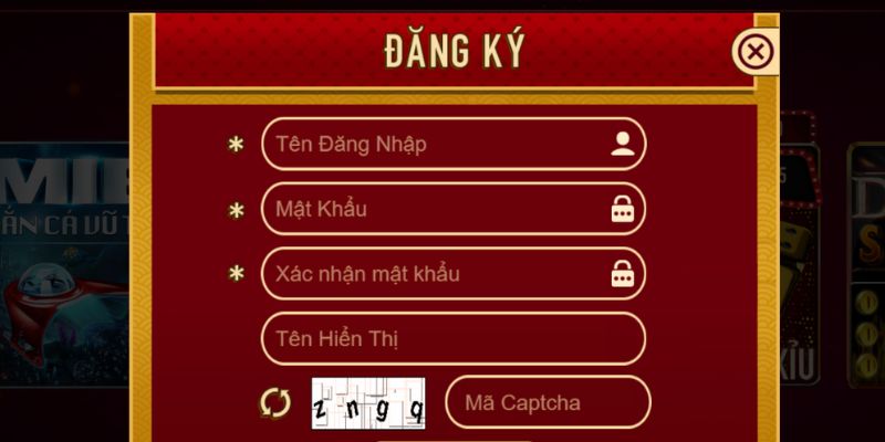 Thông tin bạn cần điền để mở tài khoản tại cổng game
